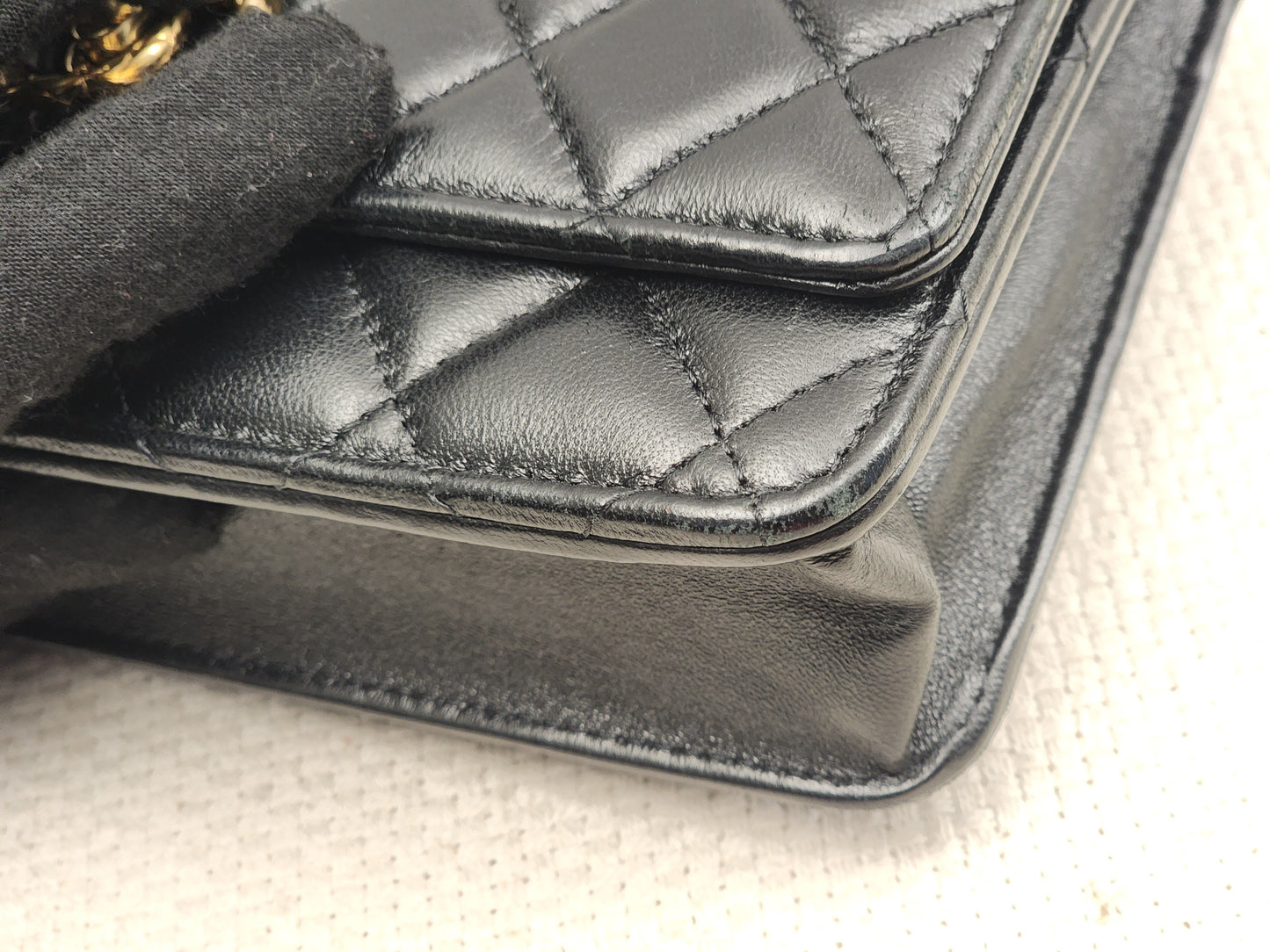 Chanel Black Shiny Lambskin 23C Turnlock WOC (GHW)