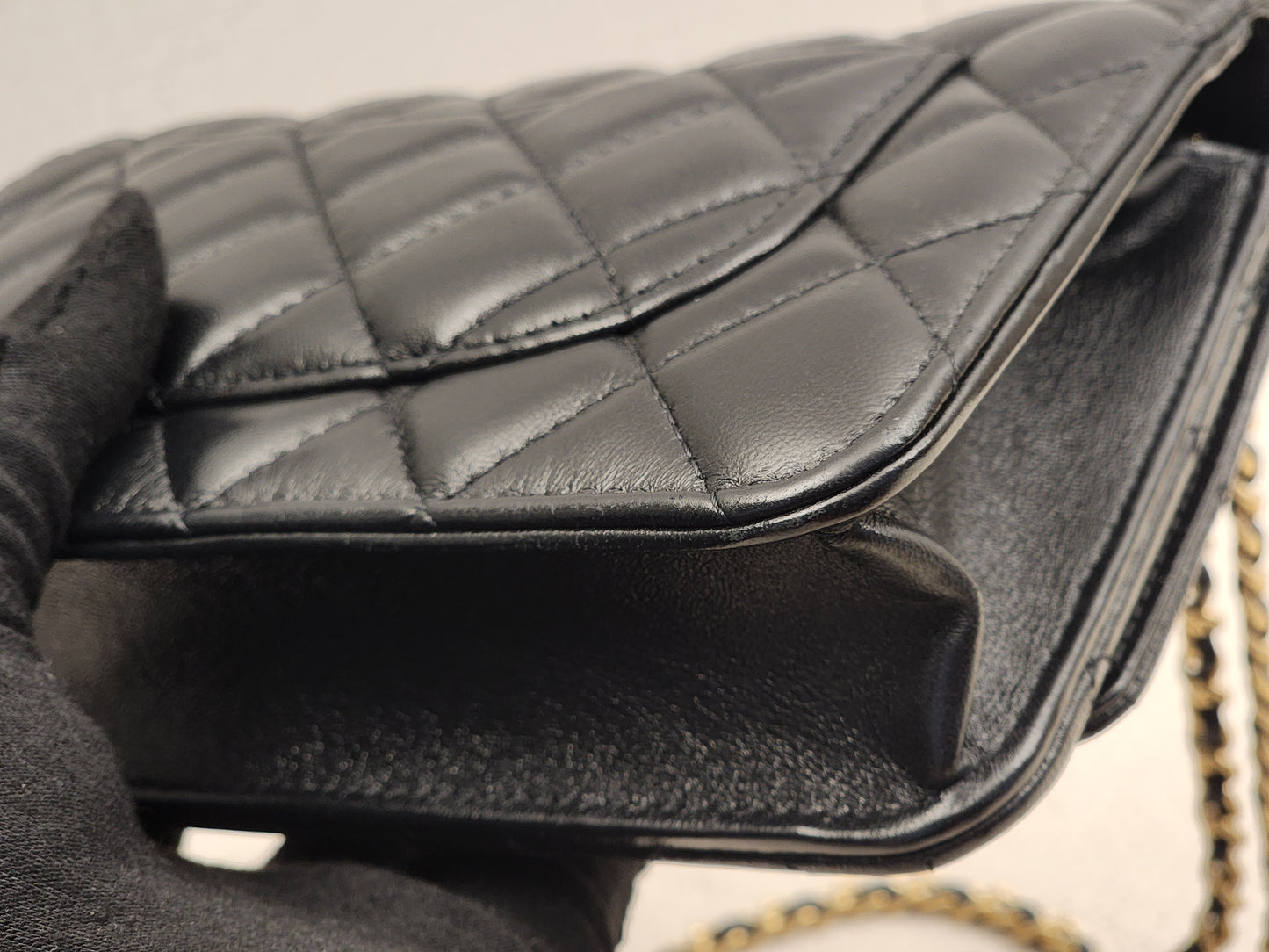 Chanel Black Shiny Lambskin 23C Turnlock WOC (GHW)