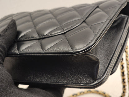 Chanel Black Shiny Lambskin 23C Turnlock WOC (GHW)