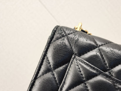 Chanel Black Shiny Lambskin 23C Turnlock WOC (GHW)