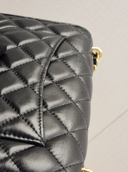 Chanel Black Shiny Lambskin 23C Turnlock WOC (GHW)