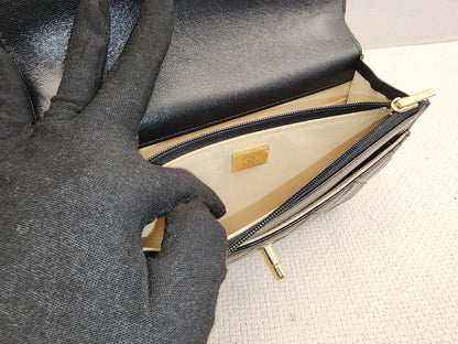 Chanel Black Shiny Lambskin 23C Turnlock WOC (GHW)