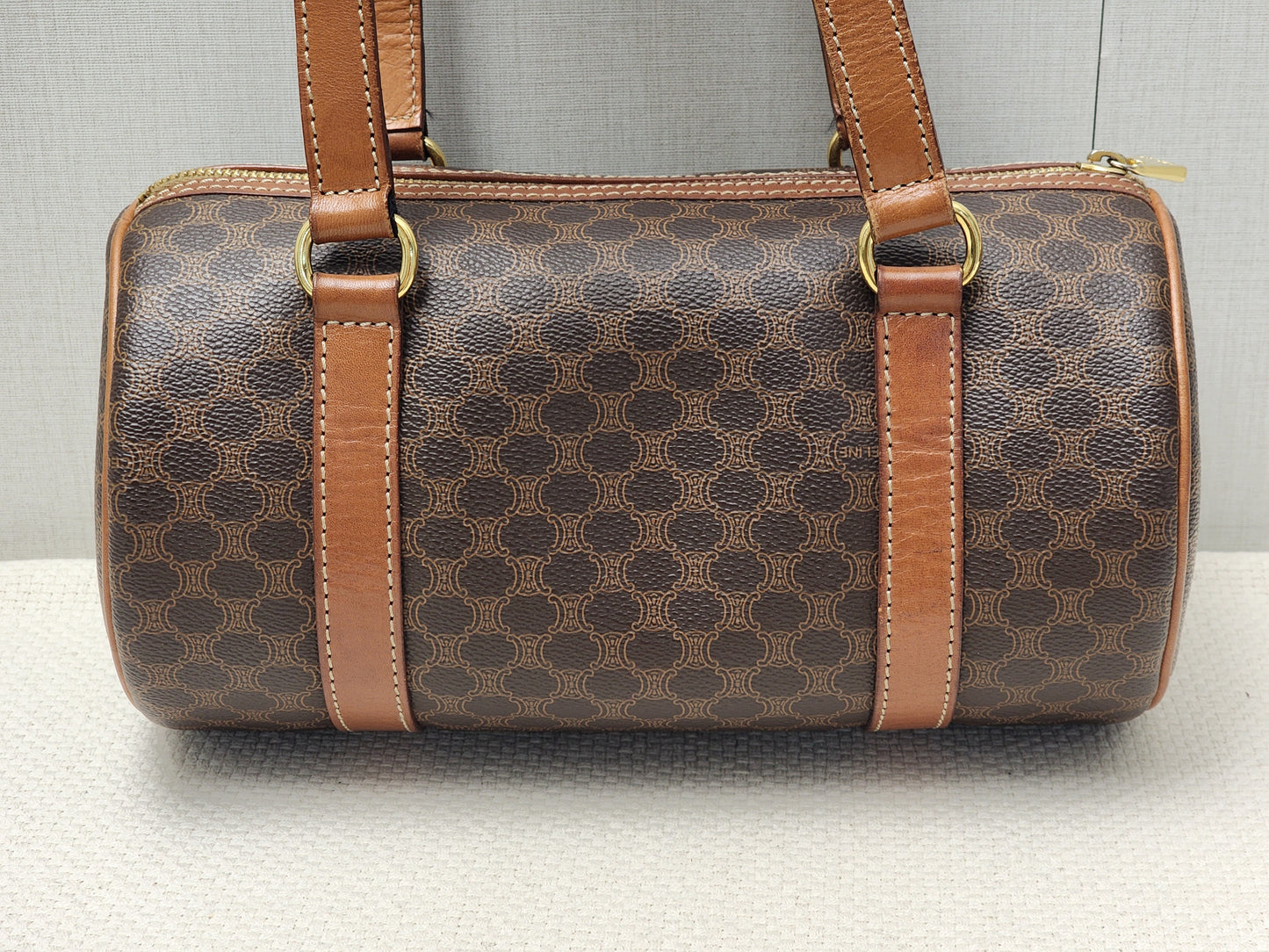 Celine Brown Vintage Macadam Boston Bag