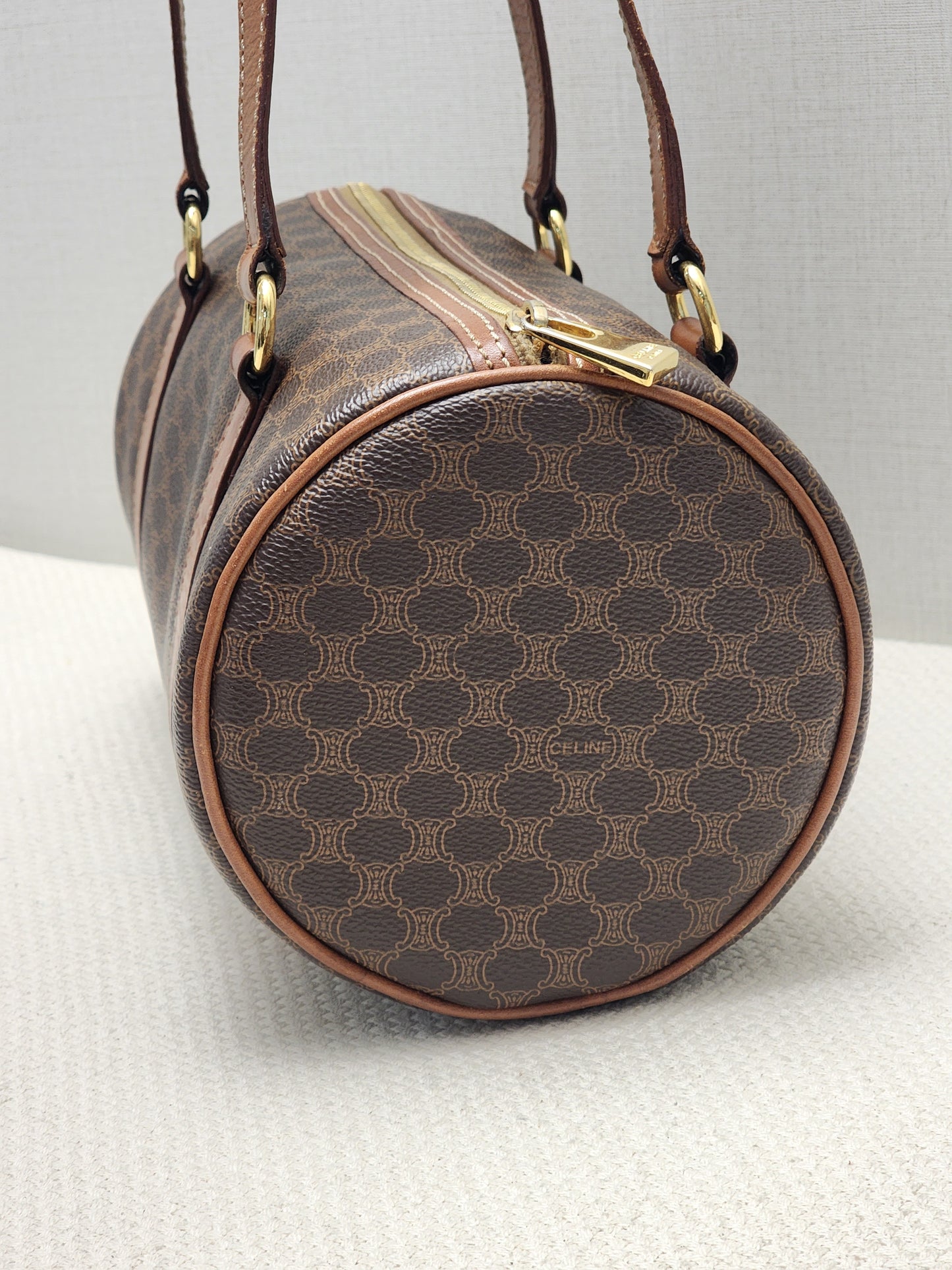 Celine Brown Vintage Macadam Boston Bag