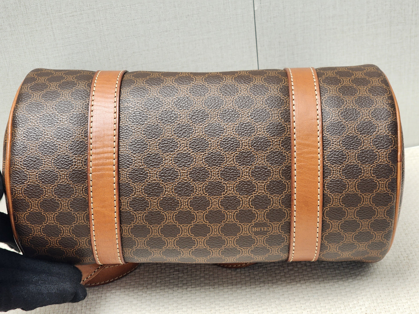 Celine Brown Vintage Macadam Boston Bag