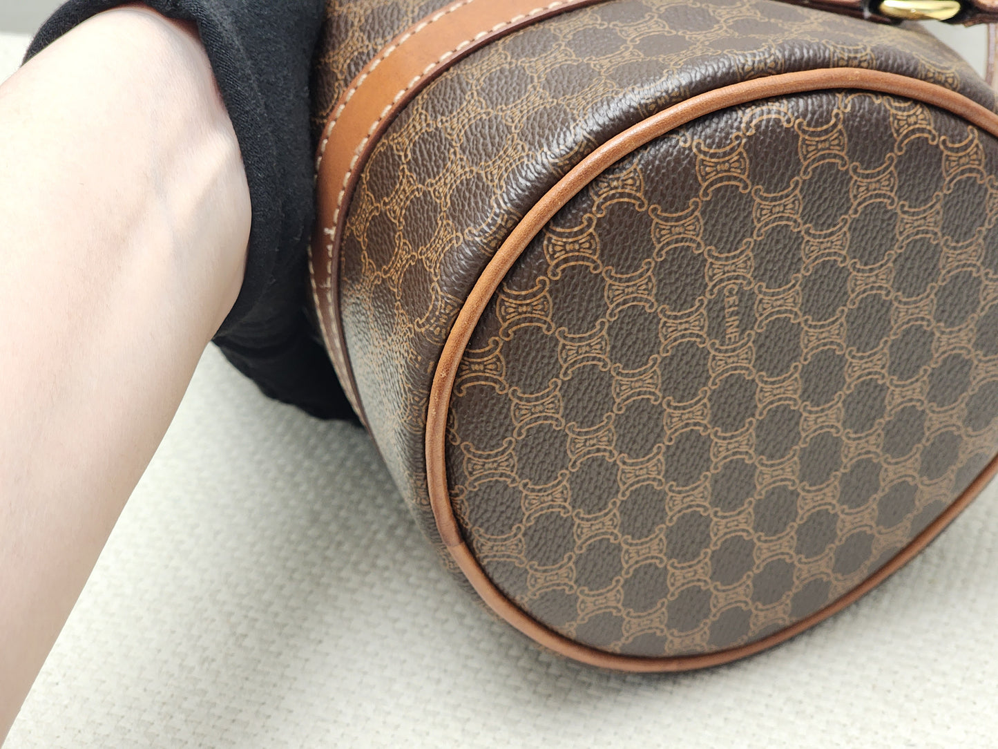 Celine Brown Vintage Macadam Boston Bag