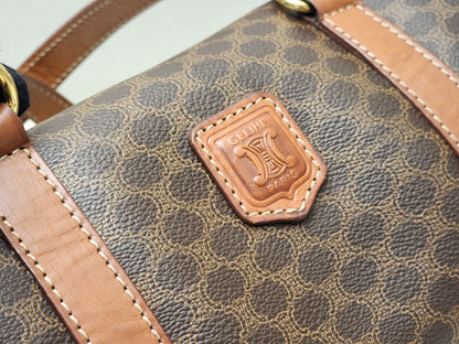 Celine Brown Vintage Macadam Boston Bag