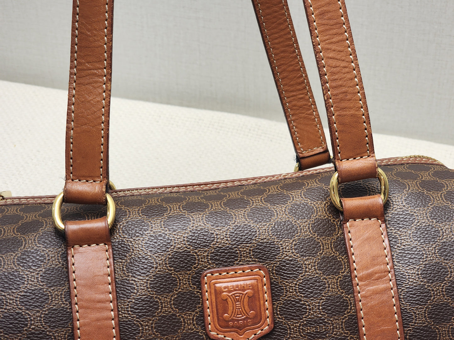 Celine Brown Vintage Macadam Boston Bag