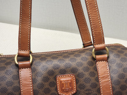 Celine Brown Vintage Macadam Boston Bag