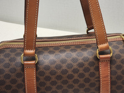 Celine Brown Vintage Macadam Boston Bag