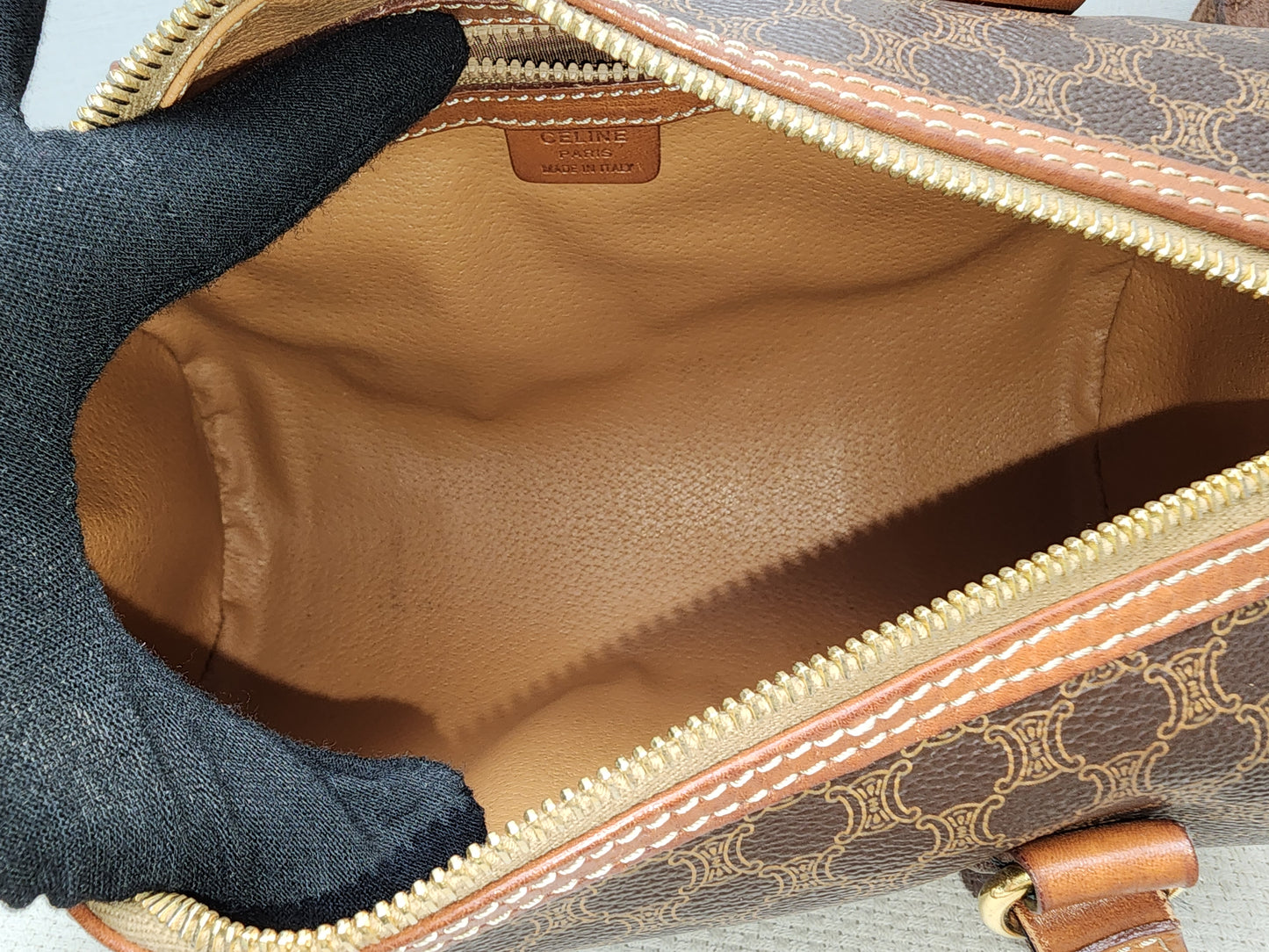 Celine Brown Vintage Macadam Boston Bag