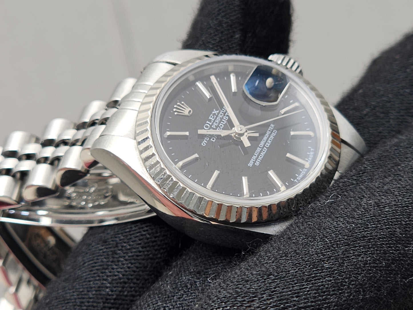 Rolex Steel Black Lady Datejust 26mm Auto Watch 69174