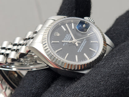 Rolex Steel Black Lady Datejust 26mm Auto Watch 69174