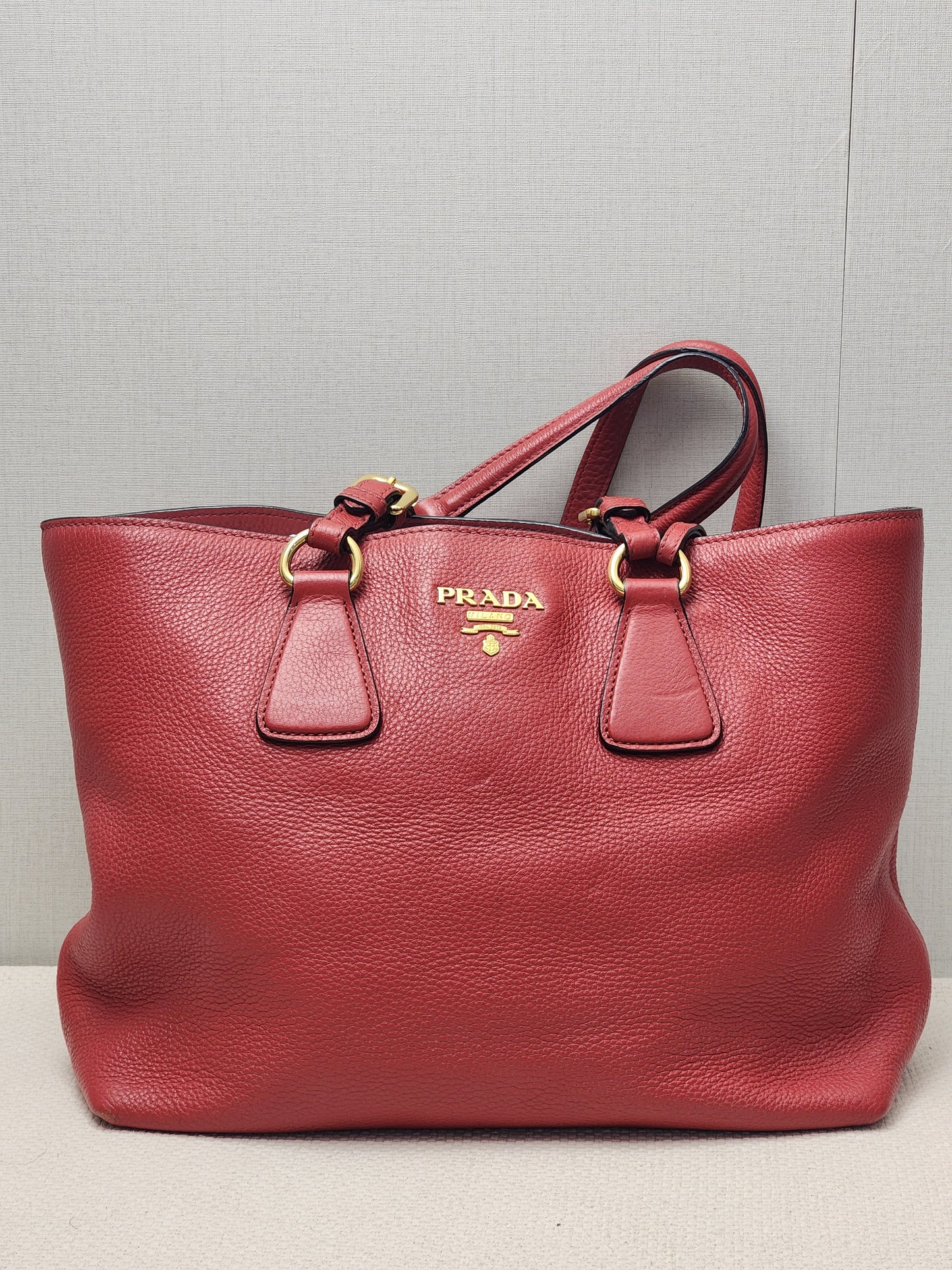 Prada Red Vitello Daino Tote Bag