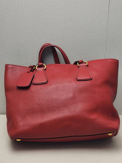 Prada Red Vitello Daino Tote Bag