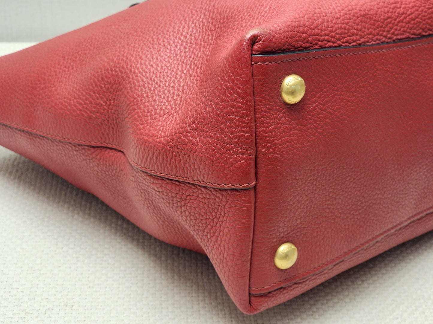 Prada Red Vitello Daino Tote Bag