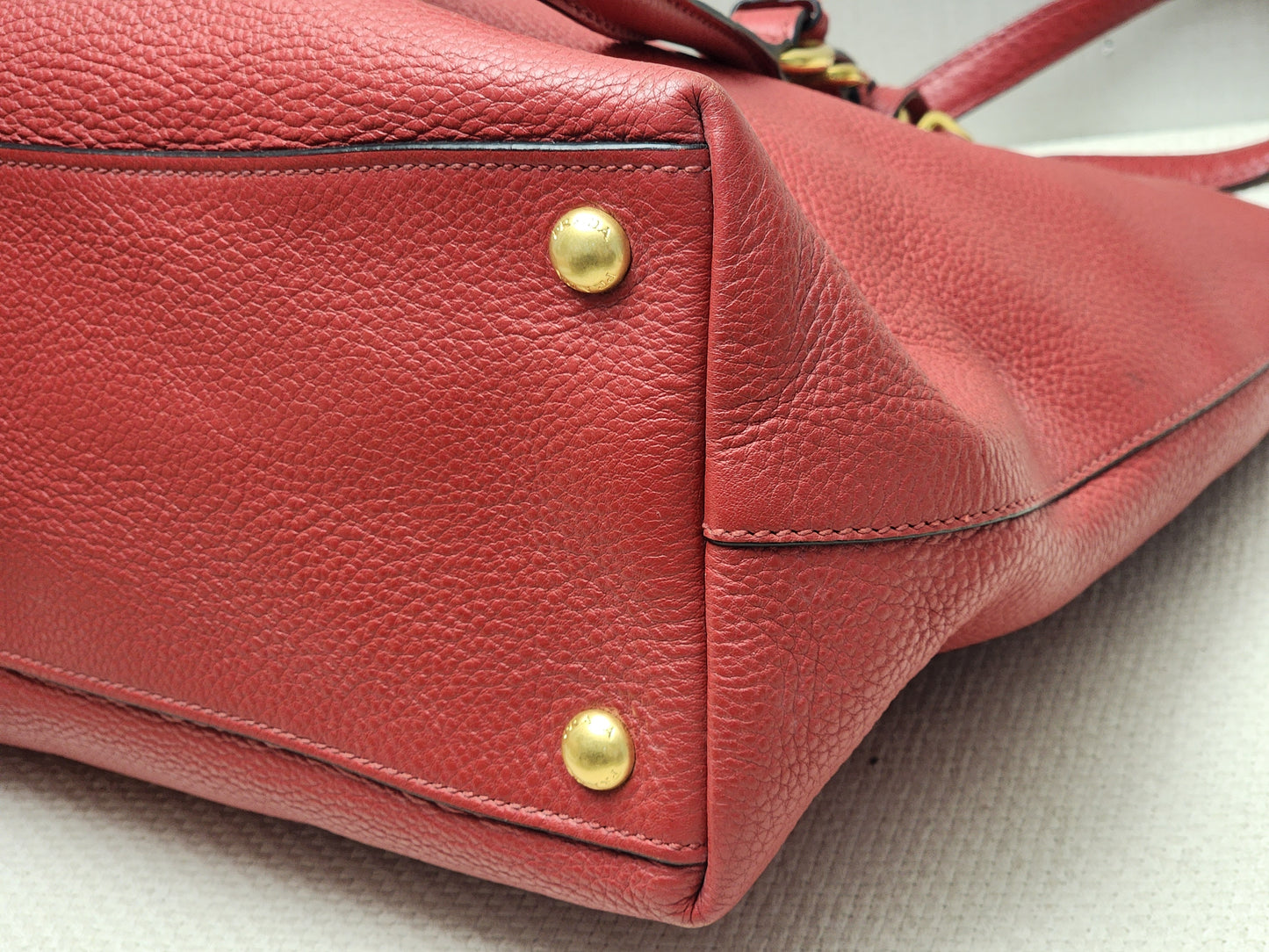 Prada Red Vitello Daino Tote Bag
