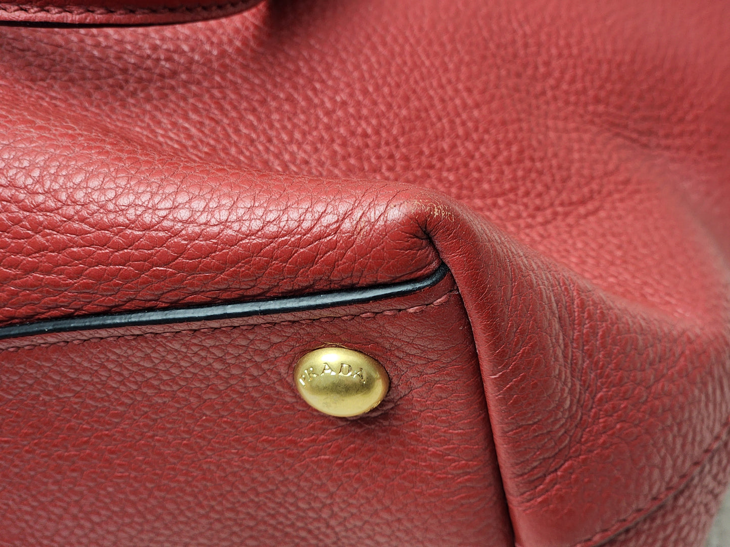 Prada Red Vitello Daino Tote Bag