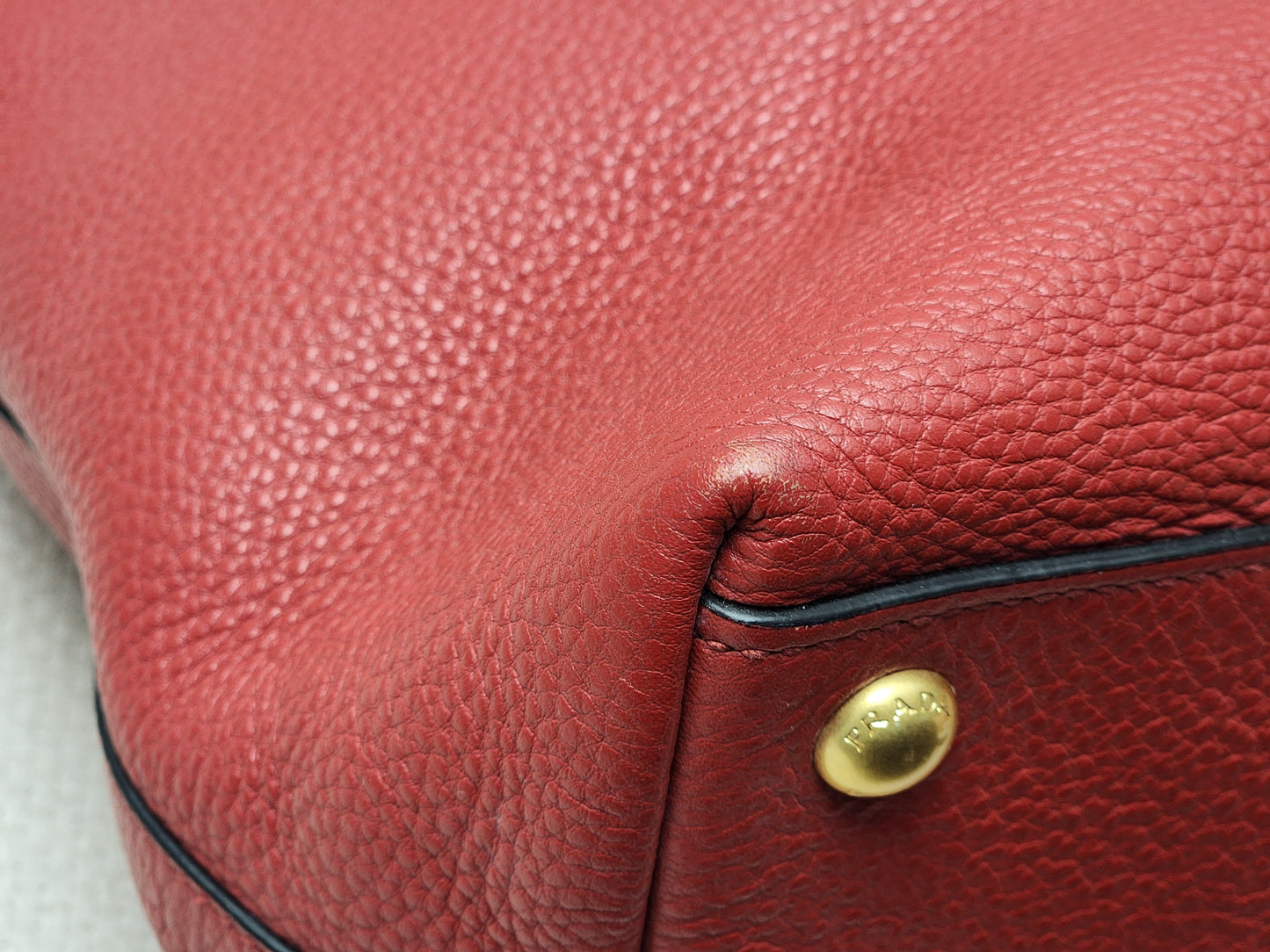 Prada Red Vitello Daino Tote Bag