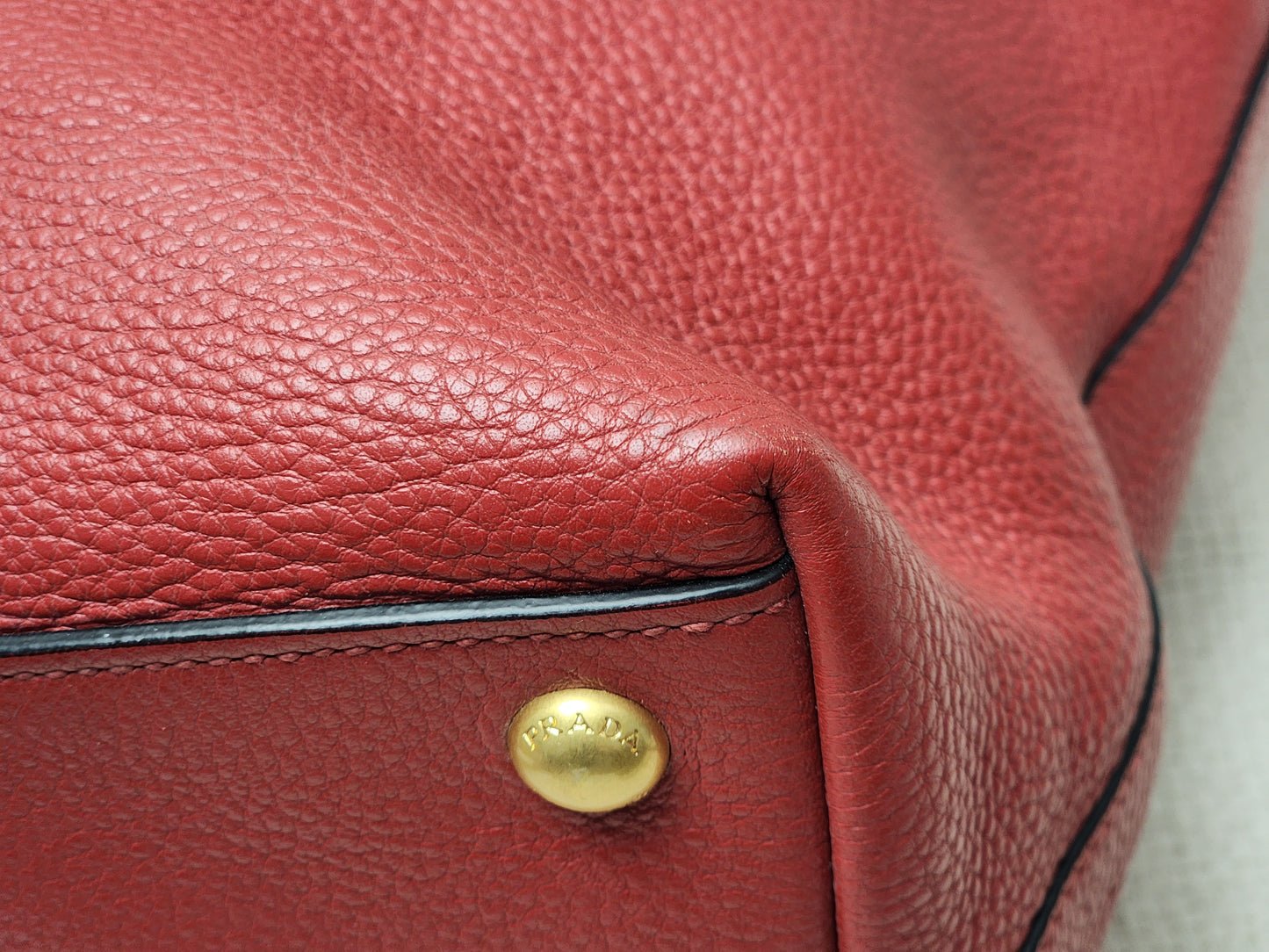 Prada Red Vitello Daino Tote Bag