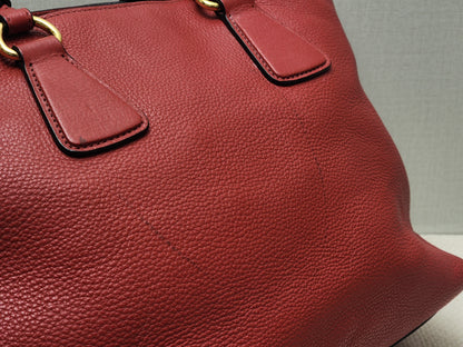 Prada Red Vitello Daino Tote Bag