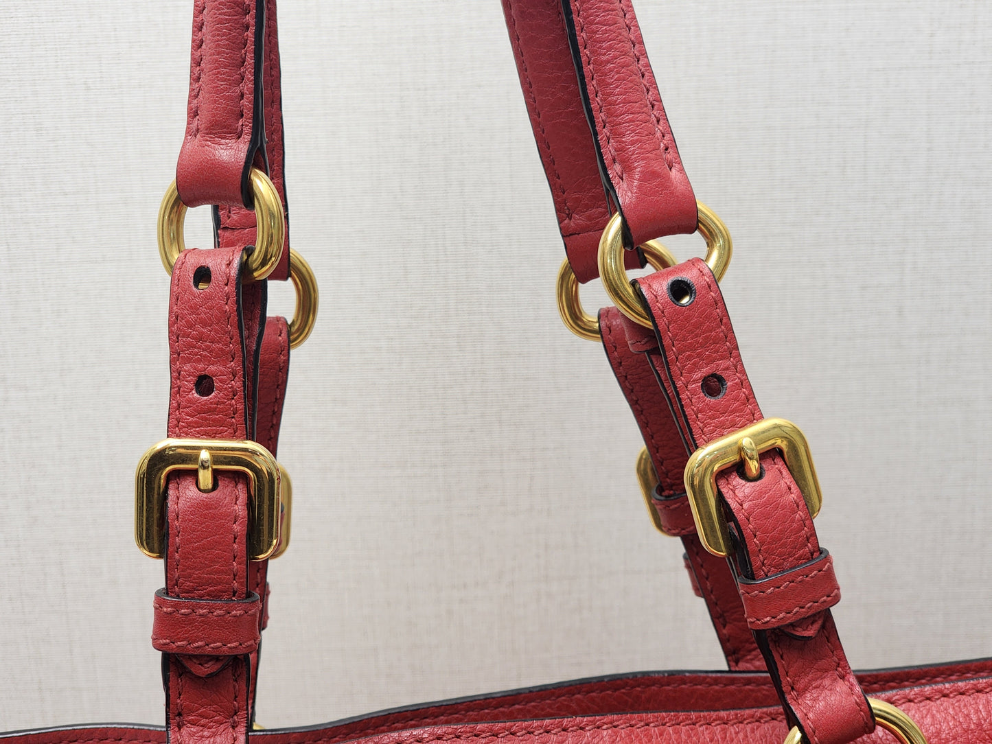 Prada Red Vitello Daino Tote Bag