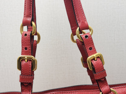 Prada Red Vitello Daino Tote Bag