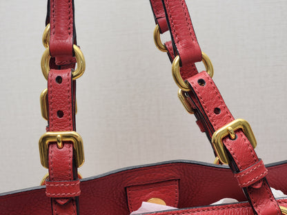 Prada Red Vitello Daino Tote Bag