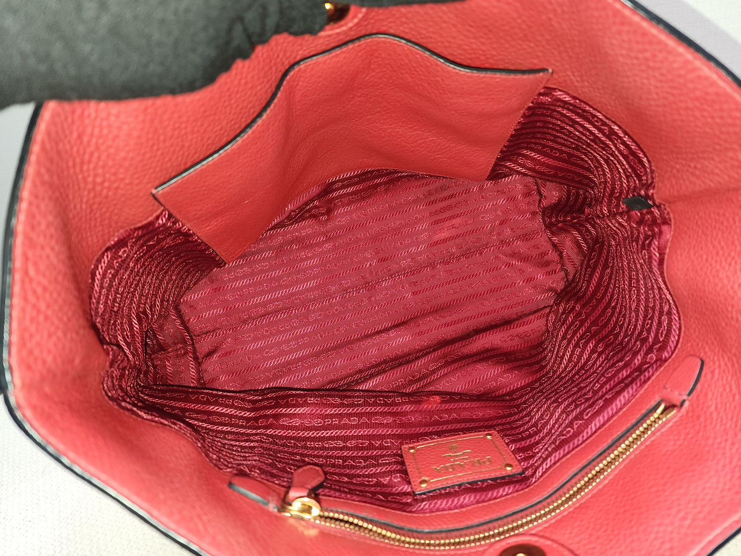 Prada Red Vitello Daino Tote Bag