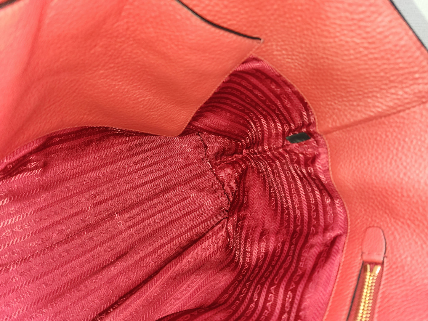 Prada Red Vitello Daino Tote Bag