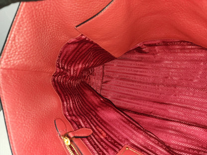 Prada Red Vitello Daino Tote Bag