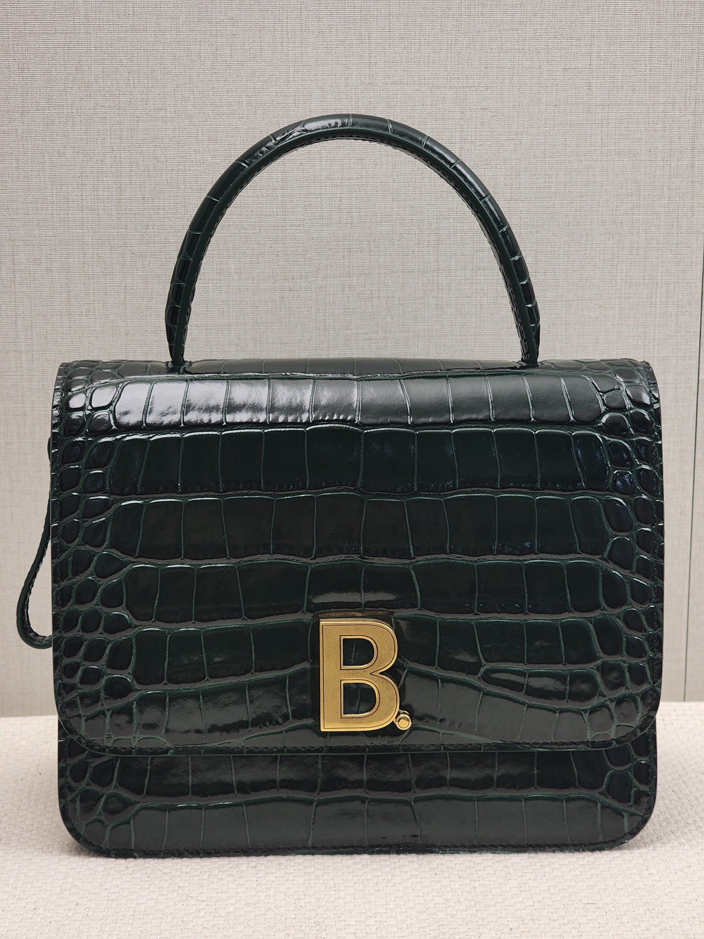 Balenciaga Green Croc Embossed Top Handle Bag (GHW)