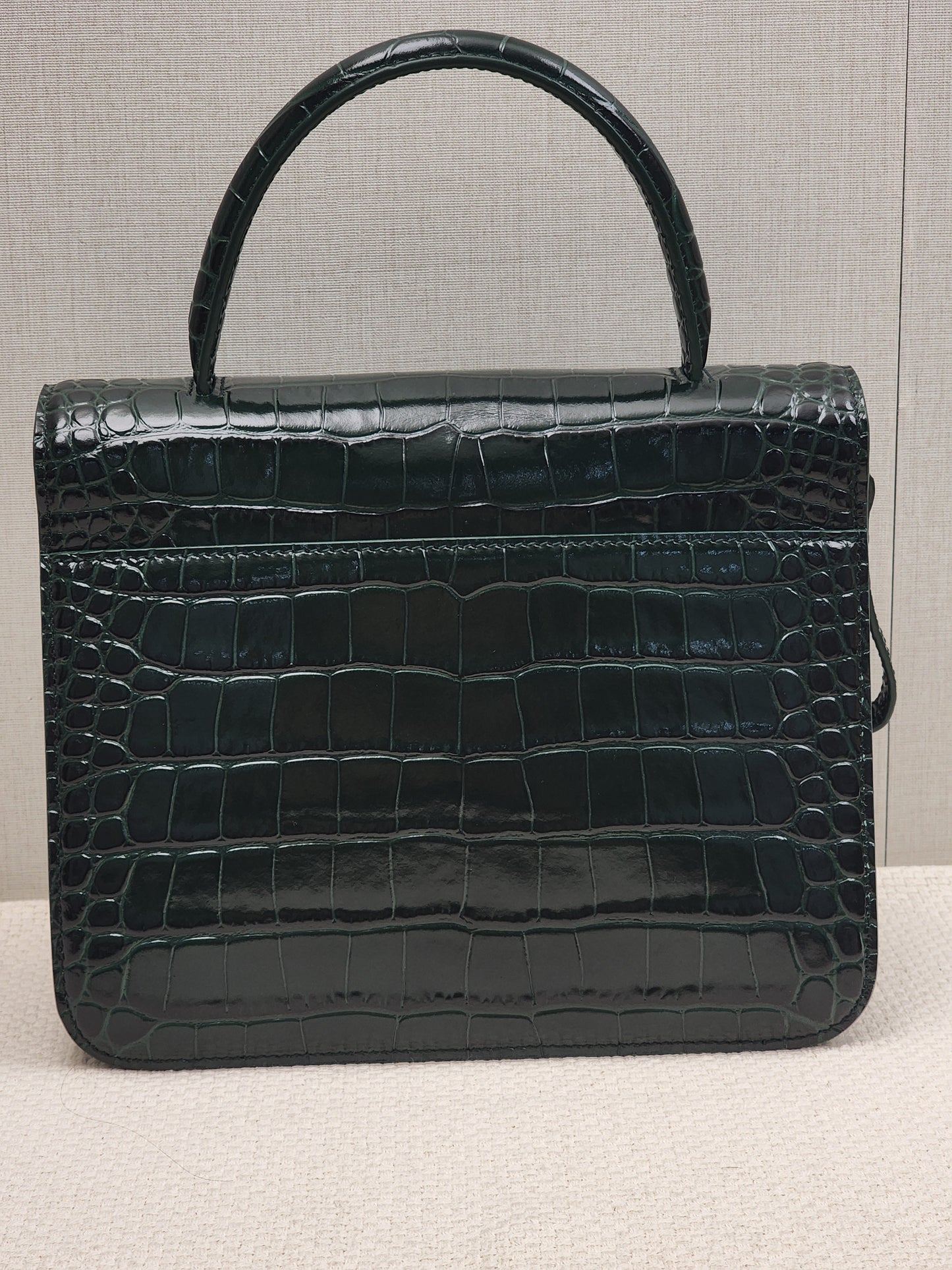 Balenciaga Green Croc Embossed Top Handle Bag (GHW)
