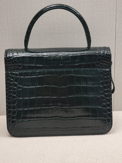 Balenciaga Green Croc Embossed Top Handle Bag (GHW)