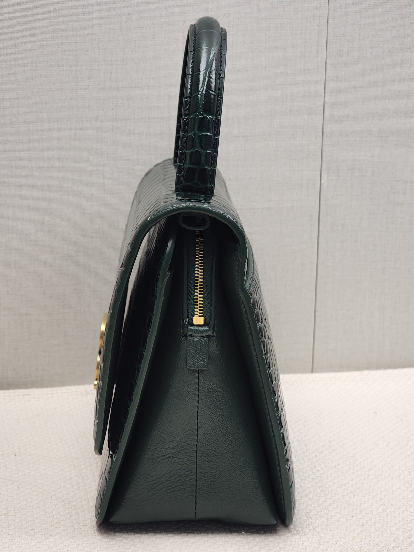 Balenciaga Green Croc Embossed Top Handle Bag (GHW)