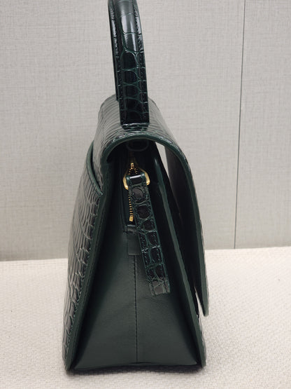 Balenciaga Green Croc Embossed Top Handle Bag (GHW)