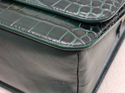 Balenciaga Green Croc Embossed Top Handle Bag (GHW)
