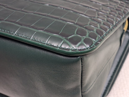 Balenciaga Green Croc Embossed Top Handle Bag (GHW)