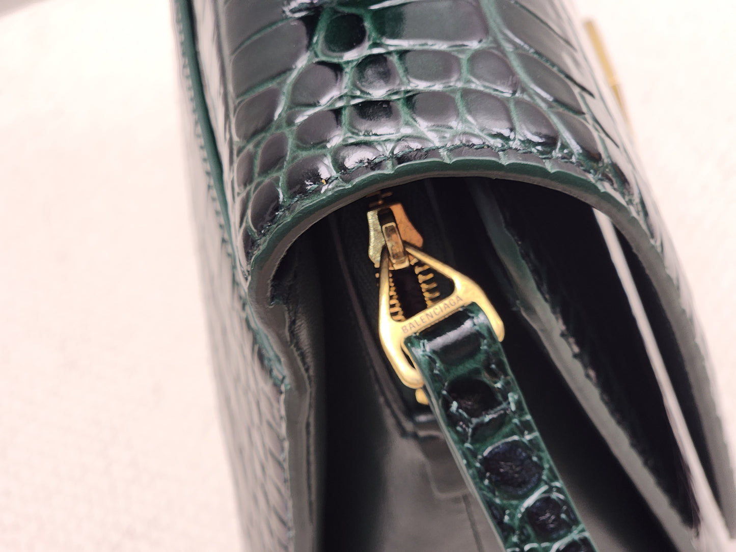 Balenciaga Green Croc Embossed Top Handle Bag (GHW)