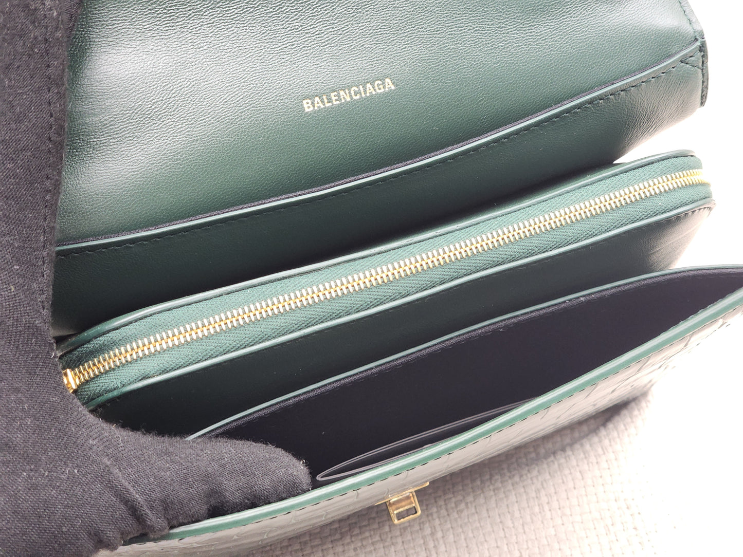 Balenciaga Green Croc Embossed Top Handle Bag (GHW)