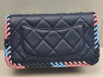 Chanel Blue Calfskin 23A Braided Full Flap Bag (LGHW)