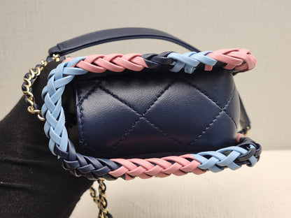 Chanel Blue Calfskin 23A Braided Full Flap Bag (LGHW)
