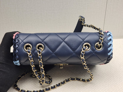 Chanel Blue Calfskin 23A Braided Full Flap Bag (LGHW)