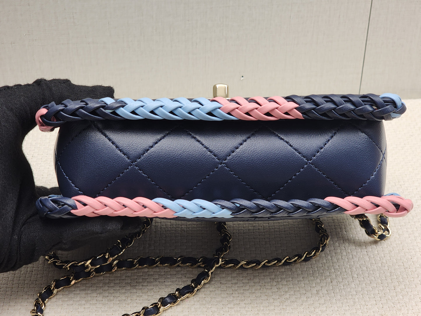 Chanel Blue Calfskin 23A Braided Full Flap Bag (LGHW)
