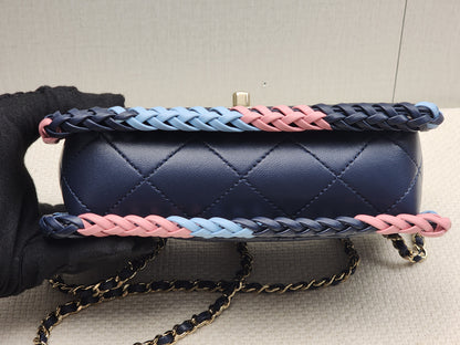 Chanel Blue Calfskin 23A Braided Full Flap Bag (LGHW)