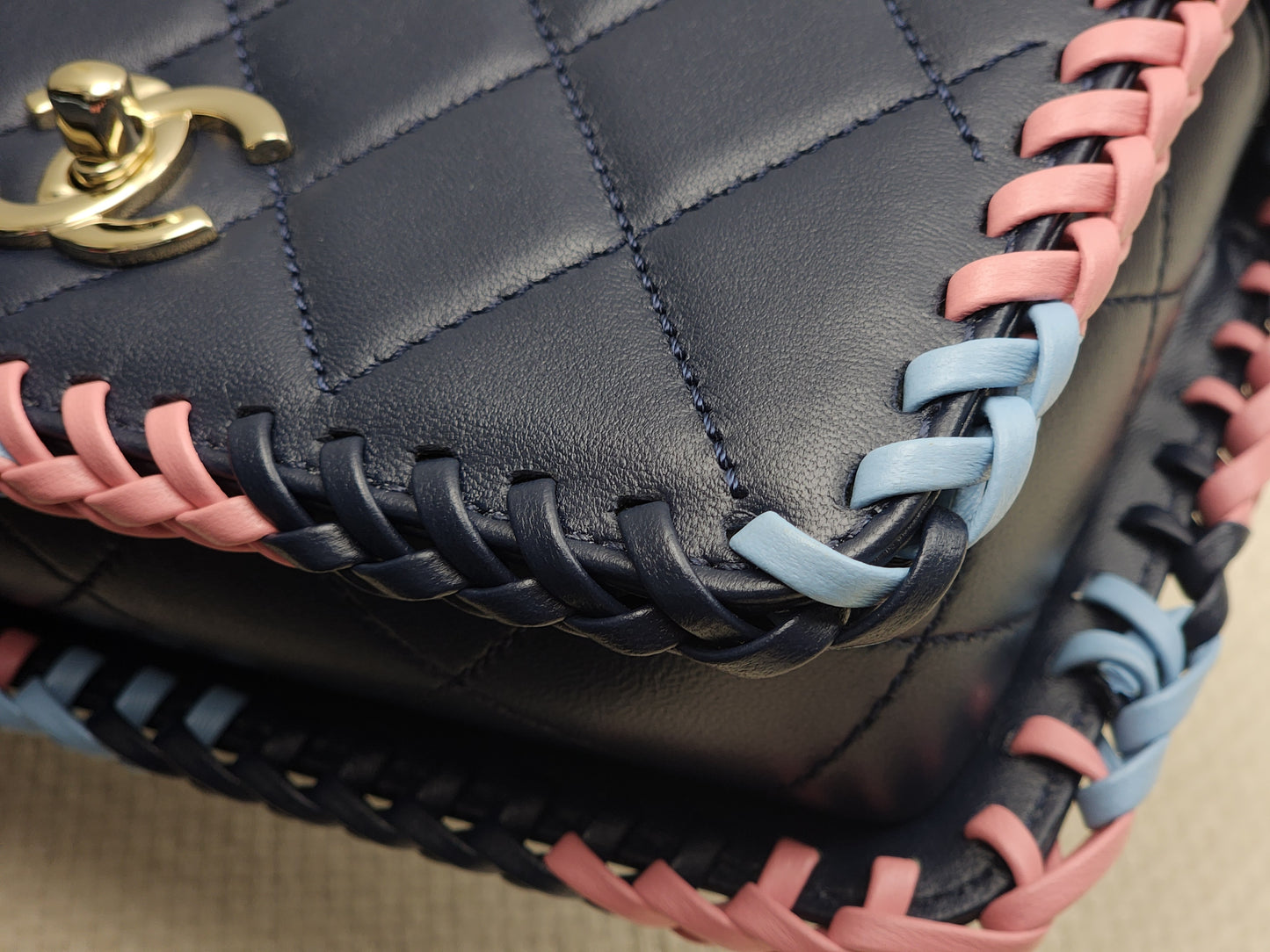 Chanel Blue Calfskin 23A Braided Full Flap Bag (LGHW)