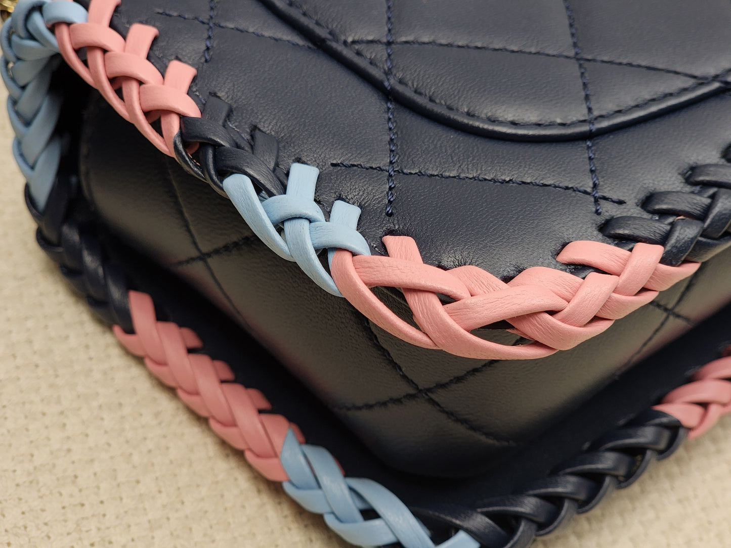 Chanel Blue Calfskin 23A Braided Full Flap Bag (LGHW)