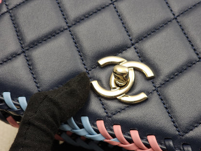 Chanel Blue Calfskin 23A Braided Full Flap Bag (LGHW)