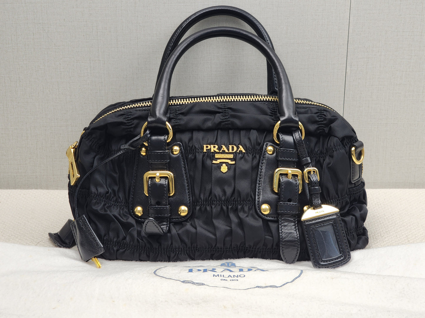 Prada Black Nylon Tessuto Gaufre Bag (GHW)