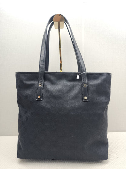 Salvatore Ferragamo Black Gancini Canvas Shoulder Tote